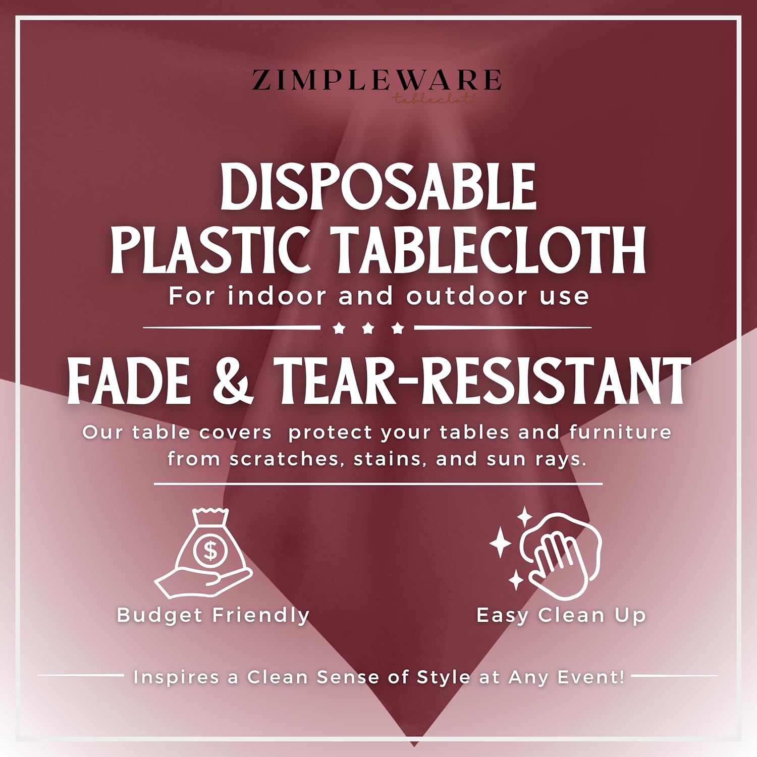 Zimpleware – Mantel redondo de plástico para fiestas de 213cm (84pulgadas) de diámetro (paquete de 1, 6 y 12 unidades)