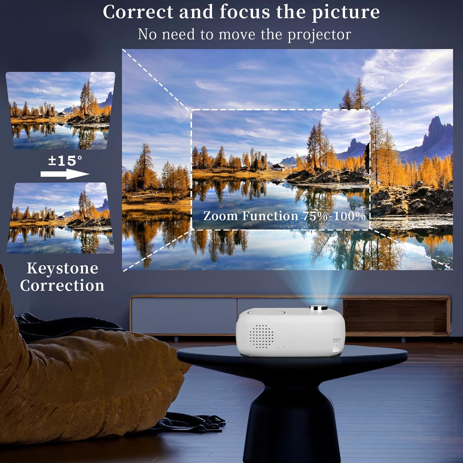 Proyector WiFi 5G con Bluetooth, FunFlix Mini proyector portátil, proyector nativo 1080P 4K, 18000 lúmenes de alto brillo, pantalla gigante de 300