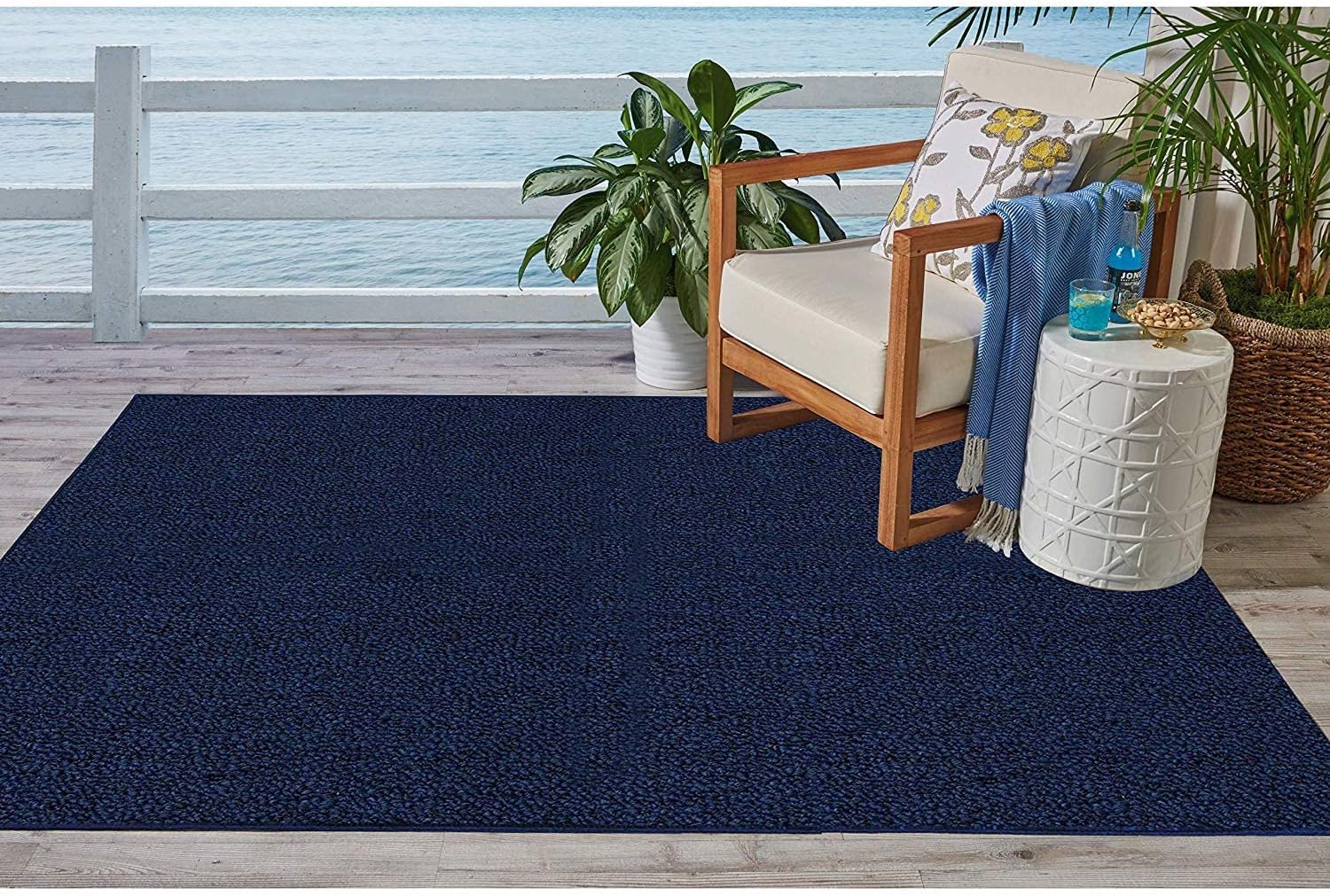 Broadway Collection – Alfombras para interiores y exteriores, aptas para mascotas, color azul marino, 4 x 6 pies, (A-NEYLAND2-NAVY-4×6)