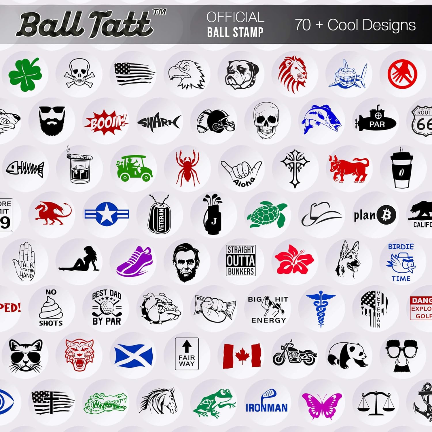 Ball Tatt – Sello de pelota de golf para cigarros de whisky, sello de pelota de golf, marcadores de sellos de pelotas de golf autoentintados,