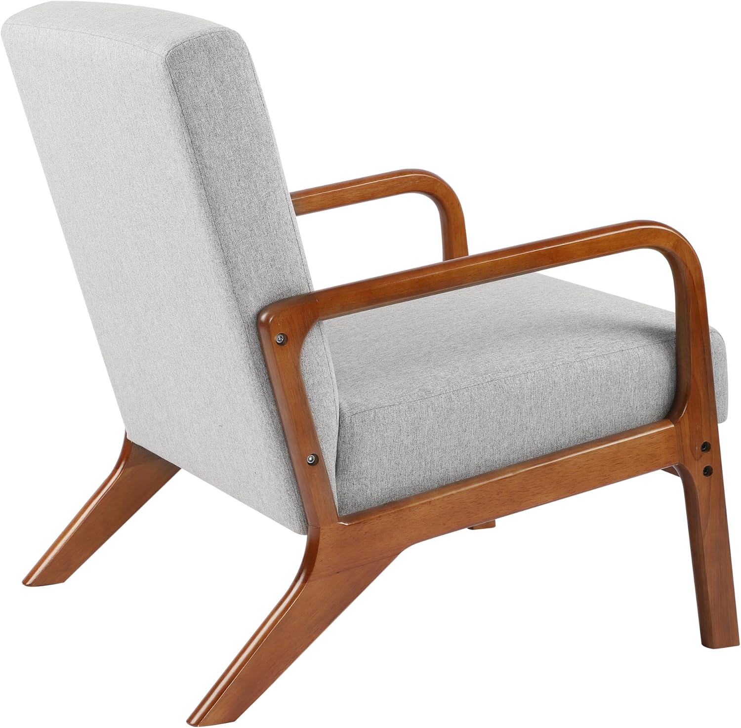 thksbought Sillas decorativas con sillas modernas de madera, sillas laterales de tela, sofá individual para sala de estar, dormitorio (2, gris claro)