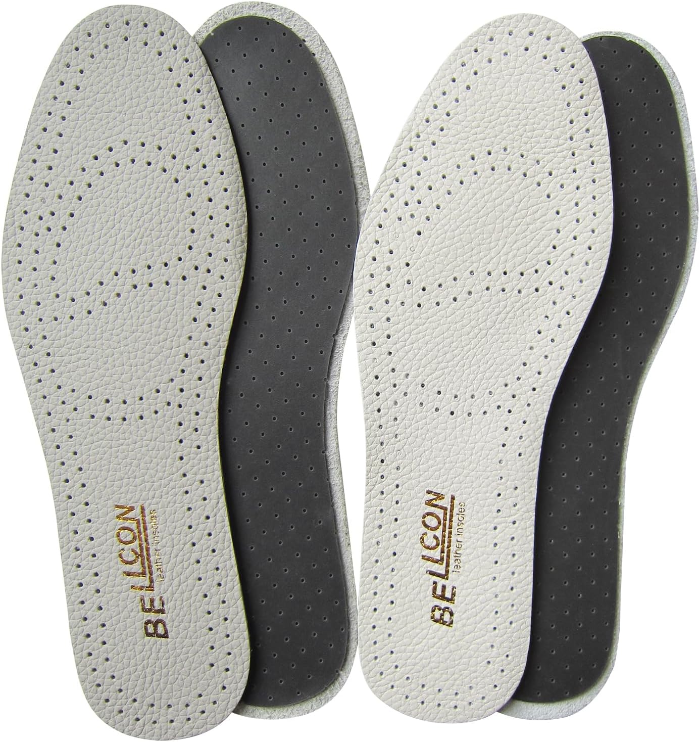 Bellcon – Plantillas de cuero para hombres y mujeres, plantillas de cuero blanco y beige para adultos, insertos de zapatos de longitud completa para