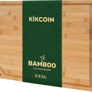 Tabla de cortar de bambú de 24 pulgadas para cocina, tabla de cortar de madera extra grande con ranura profunda para jugo y mango, tabla de cortar Tabla de cortar de bambú de 24 pulgadas para cocina, tabla de cortar de madera extra grande con ranura profunda para jugo y mango, tabla de cortar