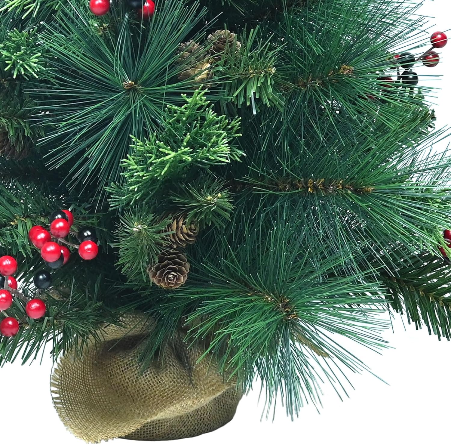 Árbol de Navidad pequeño de 3 pies con 172 puntas de rama, aguja de mano, mini árbol mixto de polietileno y PVC, árboles de Navidad artificiales de