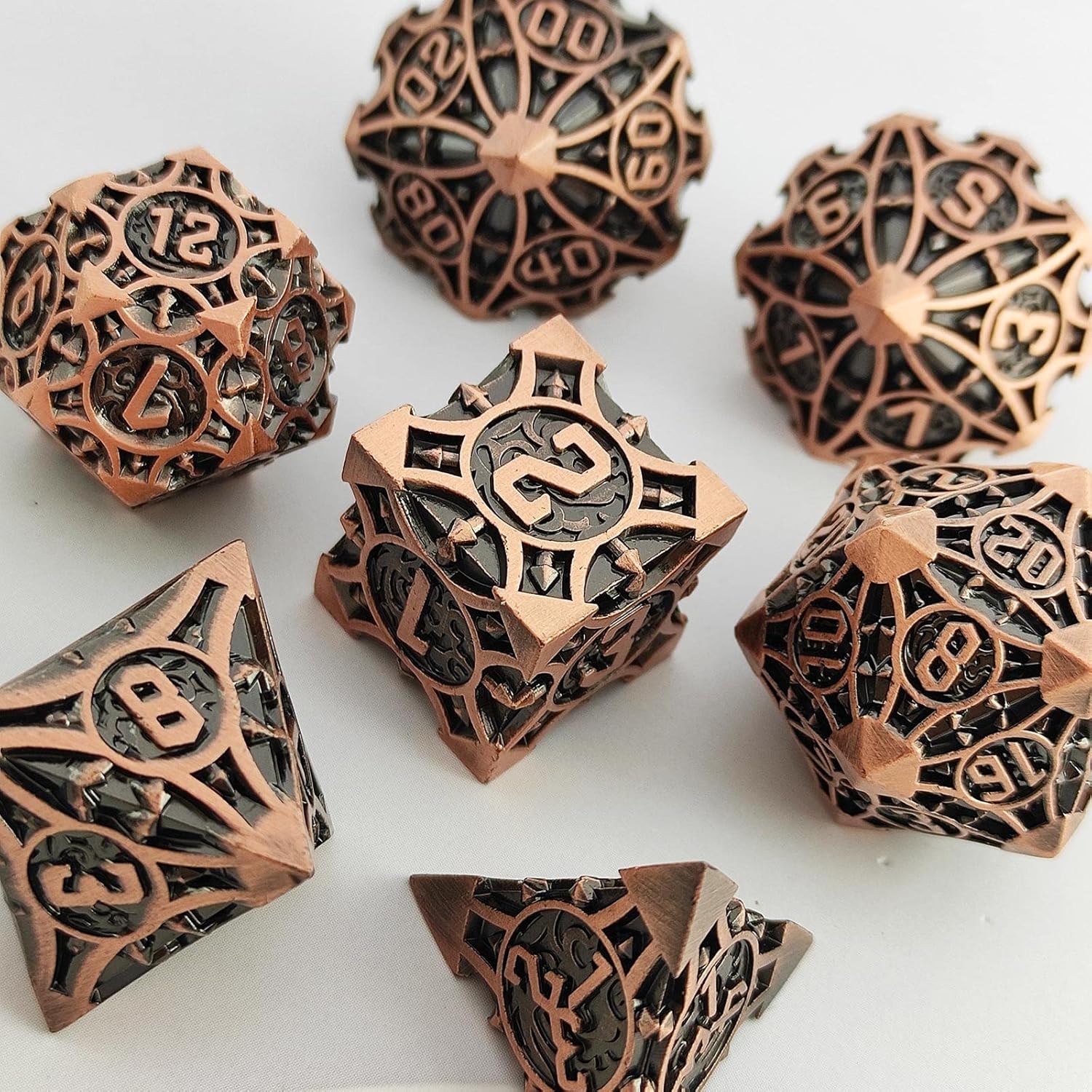 AJKDEUIH Juego de dados DND de metal D&D aplicables a Dungeons and Dragons Gift RPG MTG Pathfinder Warhammer D y D D20, juegos de mesa poliédricos,