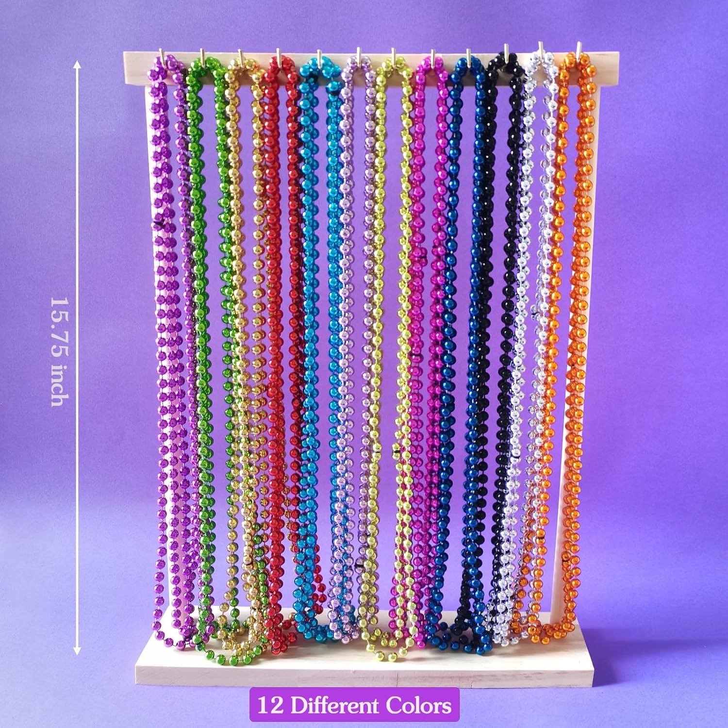 144 o 300 collares de cuentas de Mardi Gras en 12 colores, collares de Mardi Gras de 31.5 pulgadas y 0.276 in para decoración de festivales de Mardi