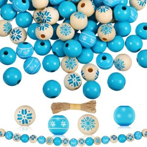 120 cuentas de madera de 0.6 pulgadas, cuentas de madera de Navidad, cuentas de madera natural, cuentas redondas de madera para manualidades con 120 cuentas de madera de 0.6 pulgadas, cuentas de madera de Navidad, cuentas de madera natural, cuentas redondas de madera para manualidades con