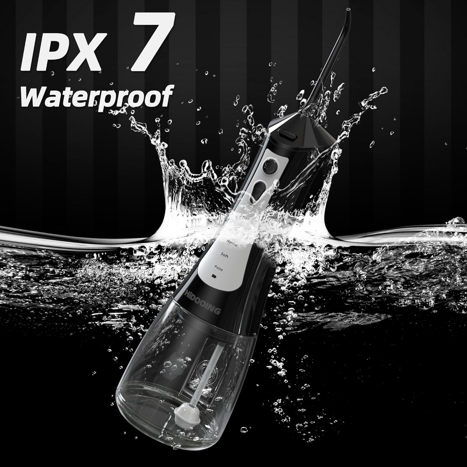 Irrigador dental inalámbrico, portátil, limpiador de dientes inalámbrico, 10.1 fl oz, 5 modos, IPX7 impermeable con 4 puntas de hilo dental,