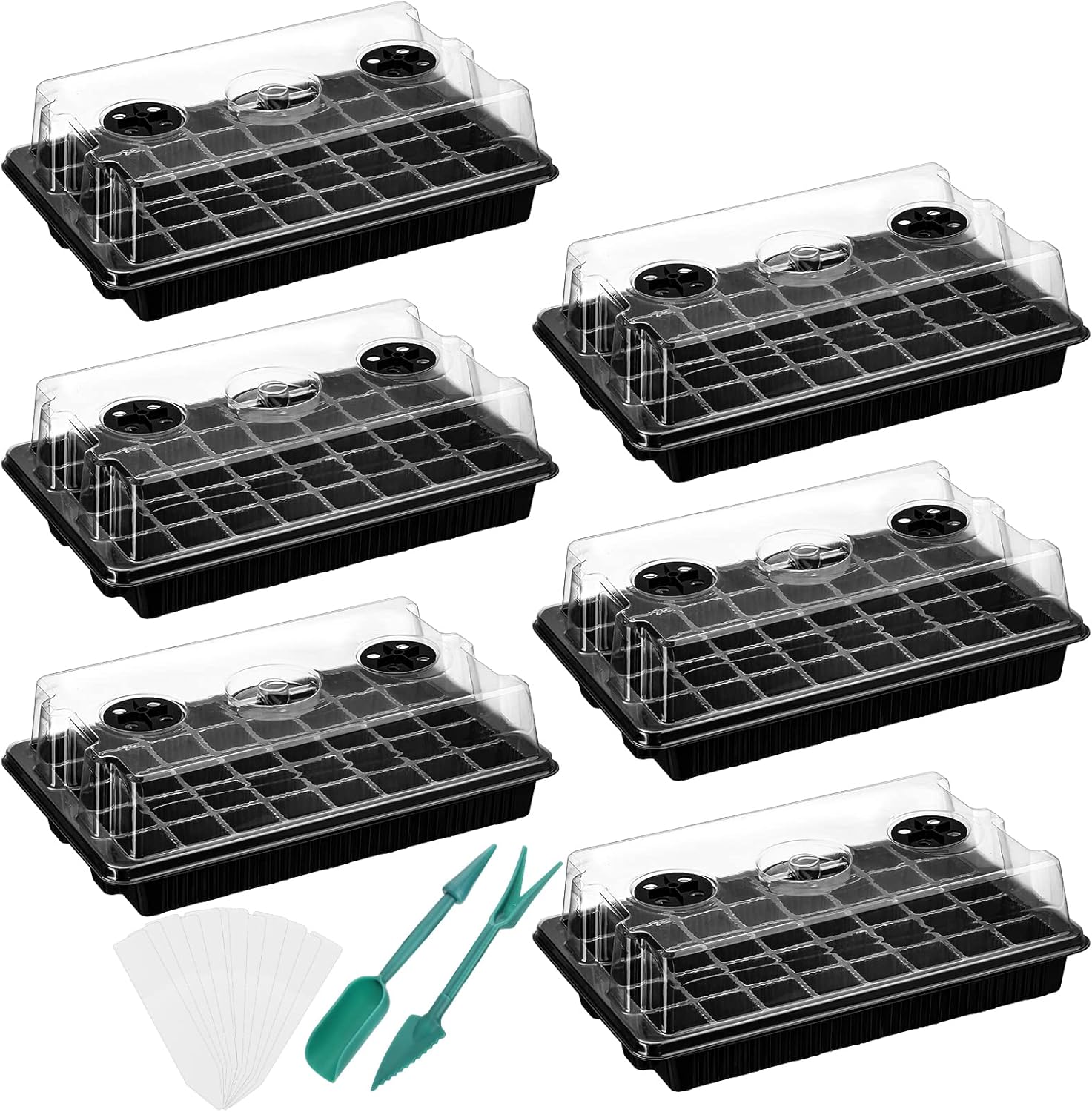 Youeon Paquete de 6 bandejas de inicio de semillas con cúpula de humedad ajustable, kit de inicio de semillas de 240 celdas en total, juego de