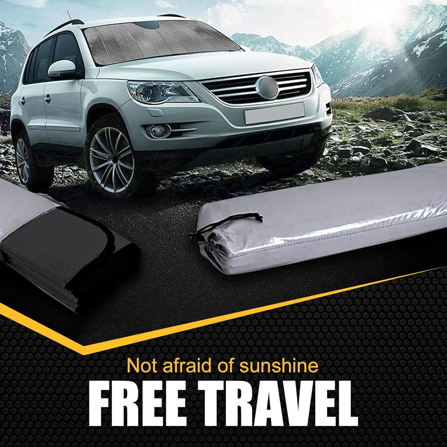 Pack-1 Car Windshield Sun Cover, Keep Your Vehicle Cool, 55.11″ x 27.55″ Double-Sided Universal Heat Insulation, Thicken Foldable Vehicle Window UV