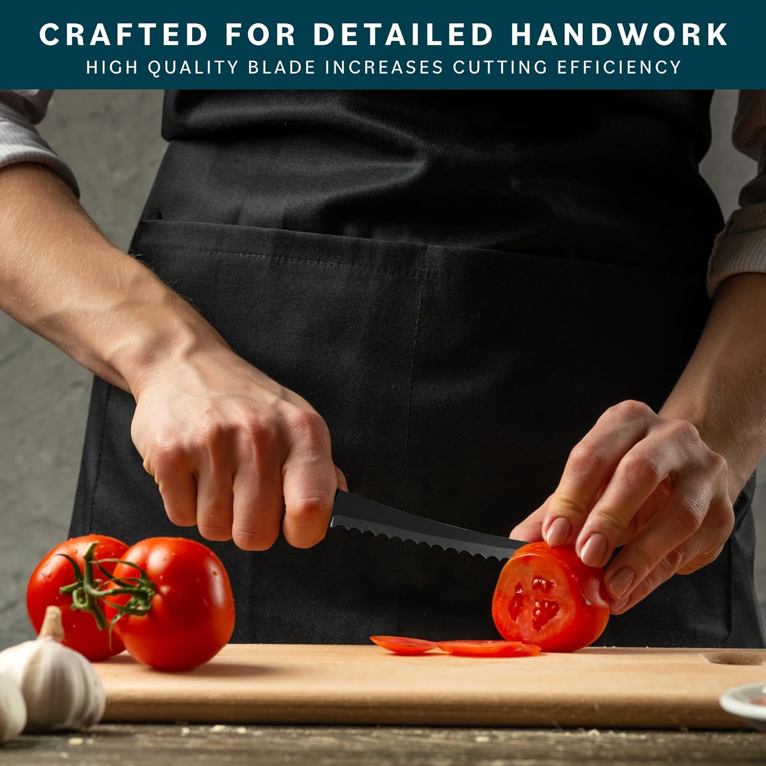 Home Hero 2 cuchillos de tomate con funda, cuchillo de corte de acero inoxidable de alto carbono con mango ergonómico, cuchillo de cocina multiusos