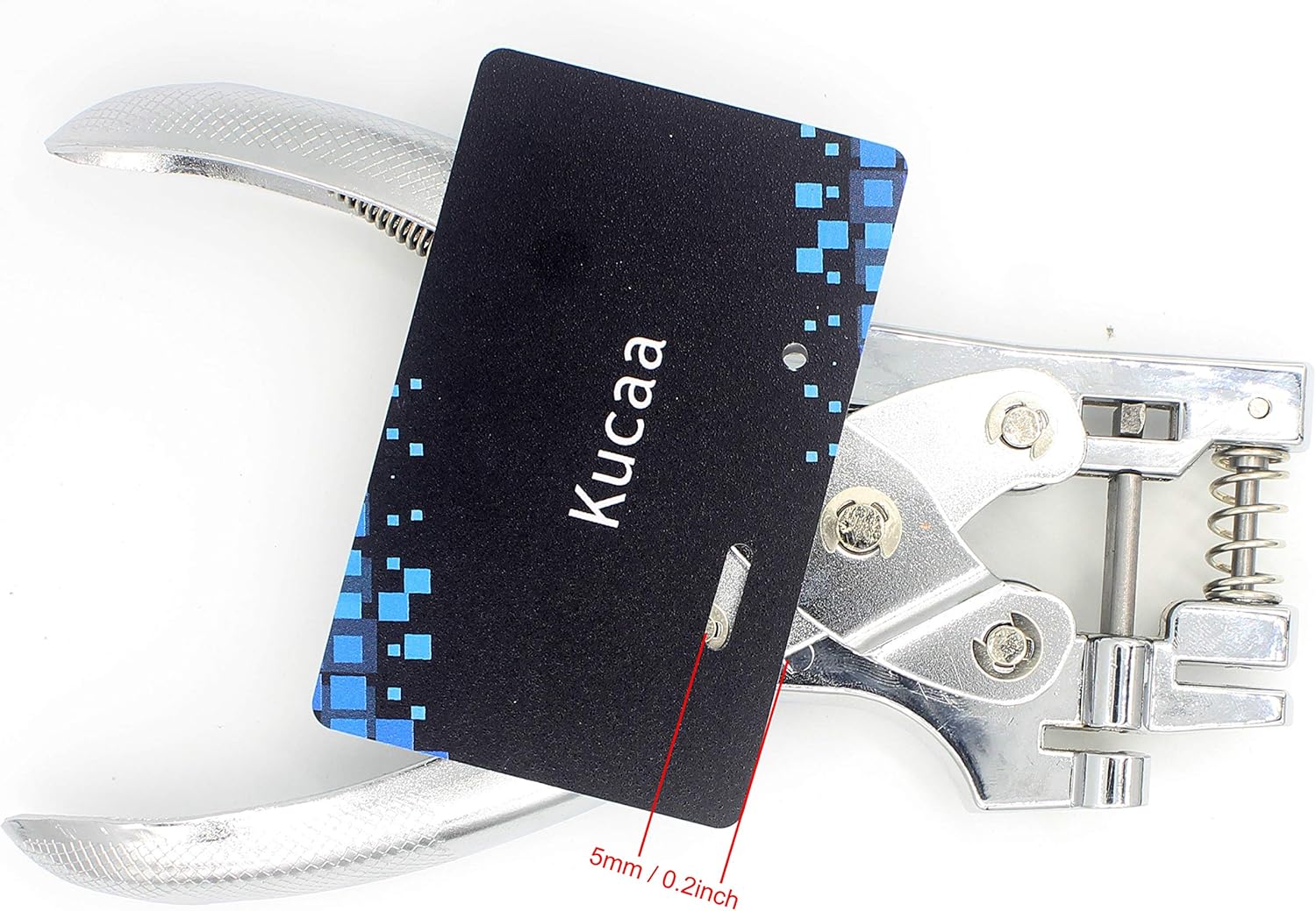 Kucaa Alicates de mano redondos y ranurados 2 en 1 para tarjeta de identificación de papel PVC (0.118 in redondo y ranura)