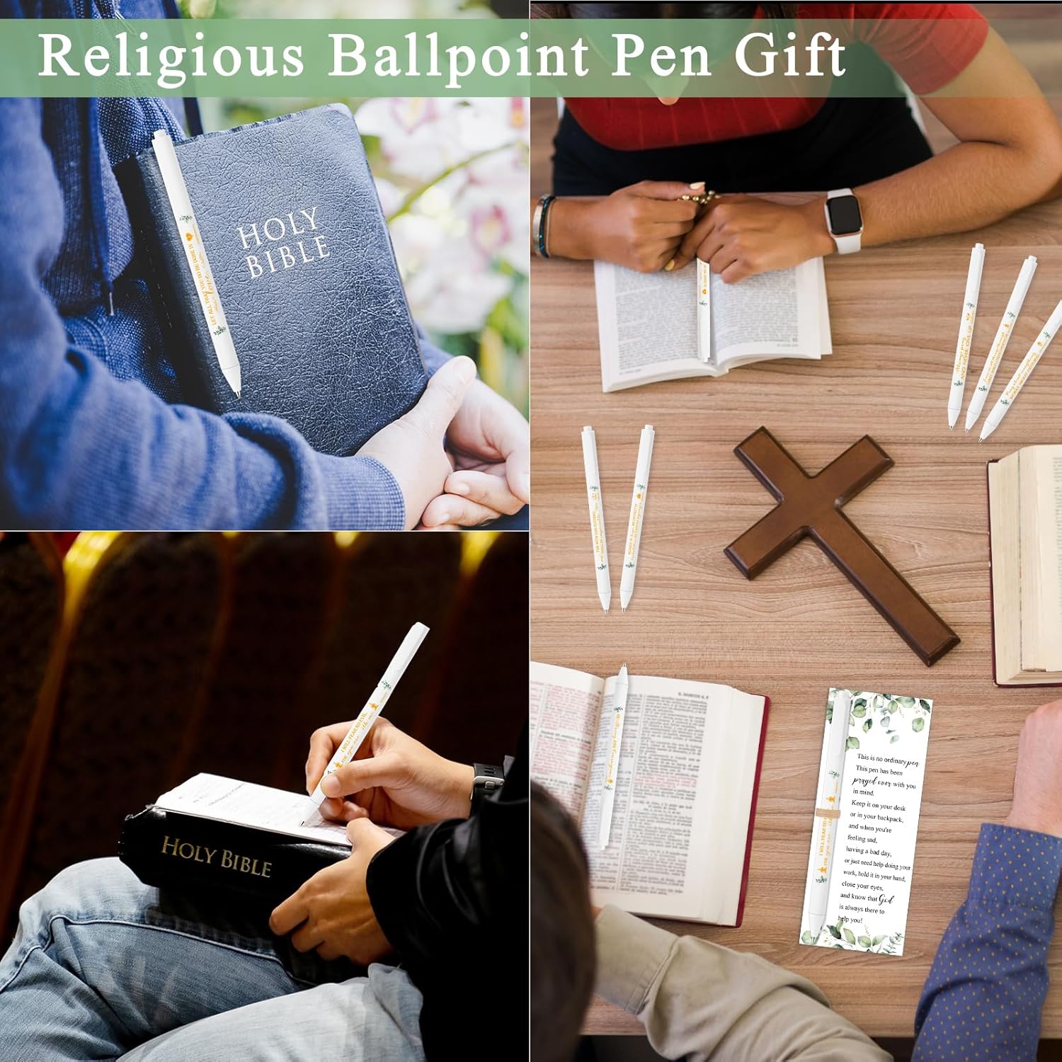 Fulmoon Bolígrafo con versículo bíblico, regalos cristianos para mujeres, Día de la Madre, regalos religiosos, bolígrafo motivacional de eucalipto y