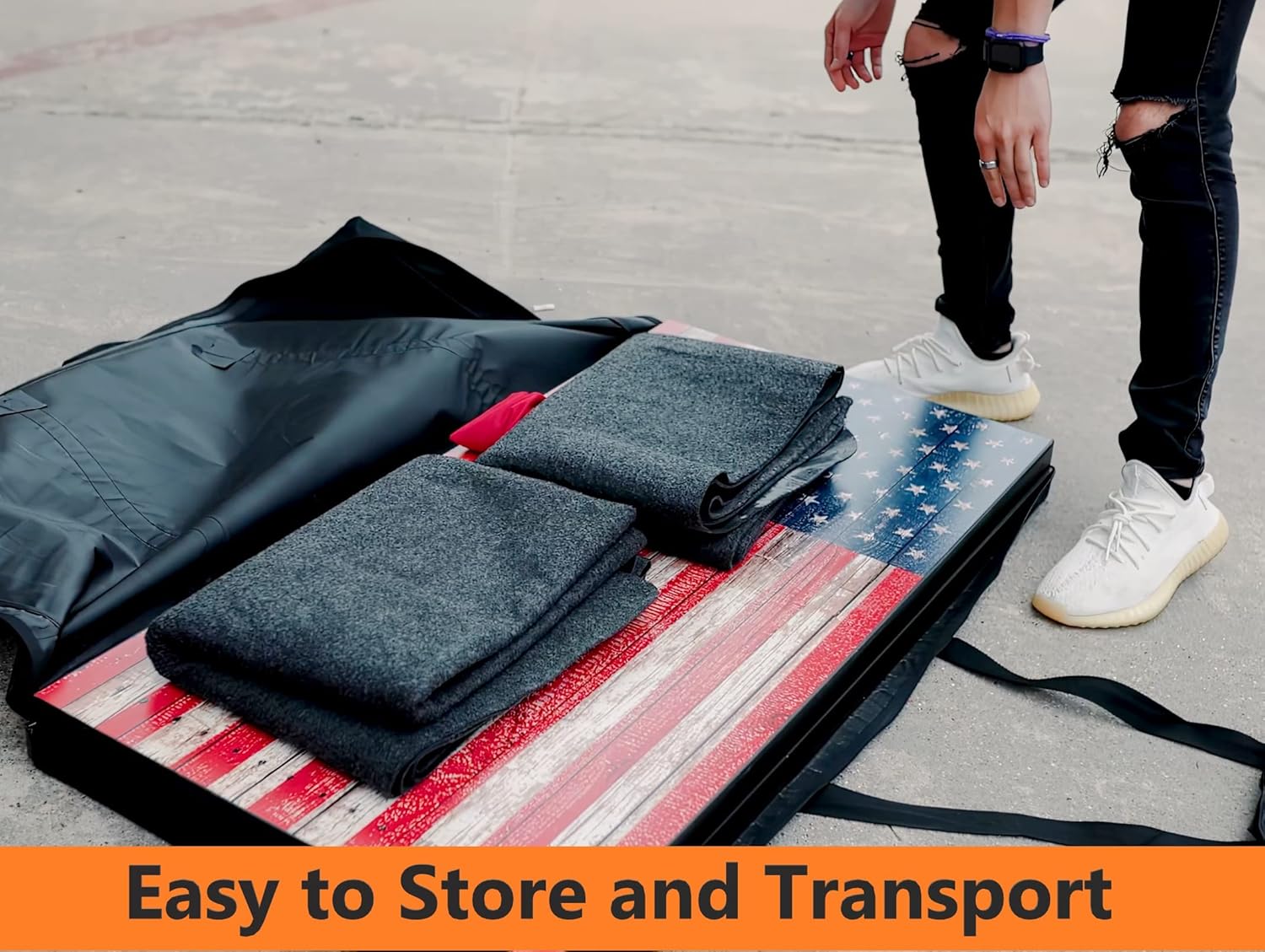 Las alfombrillas de Cornhole evitan que la tabla de Cornhole se resbale, la almohadilla mantiene las bolsas de lanzamiento limpias y seguras, gris,