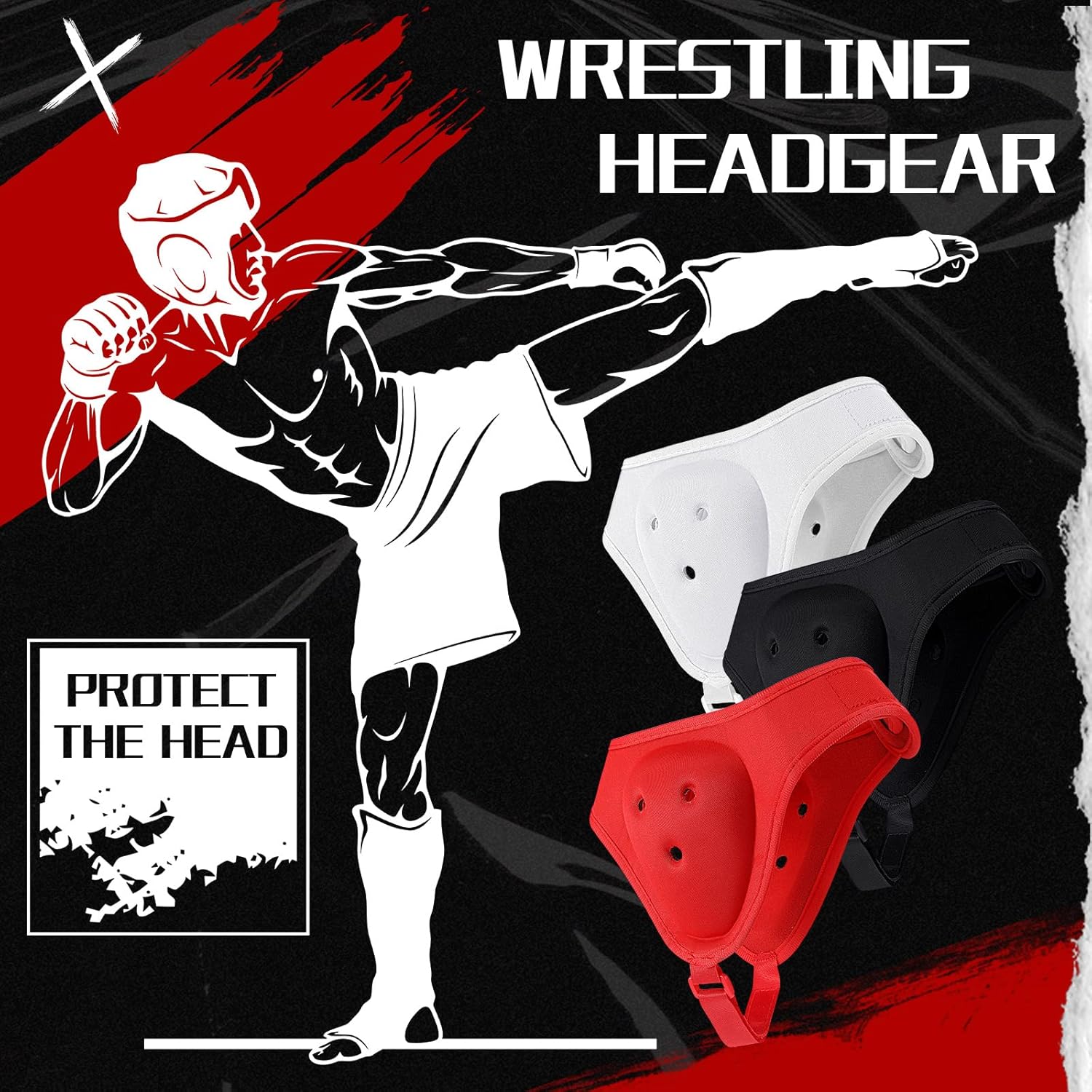 Hoteam 3 piezas de casco de lucha libre suave protector de oído para niños, equipo de lucha libre para niños, jóvenes, adultos, niños y niñas, MMA