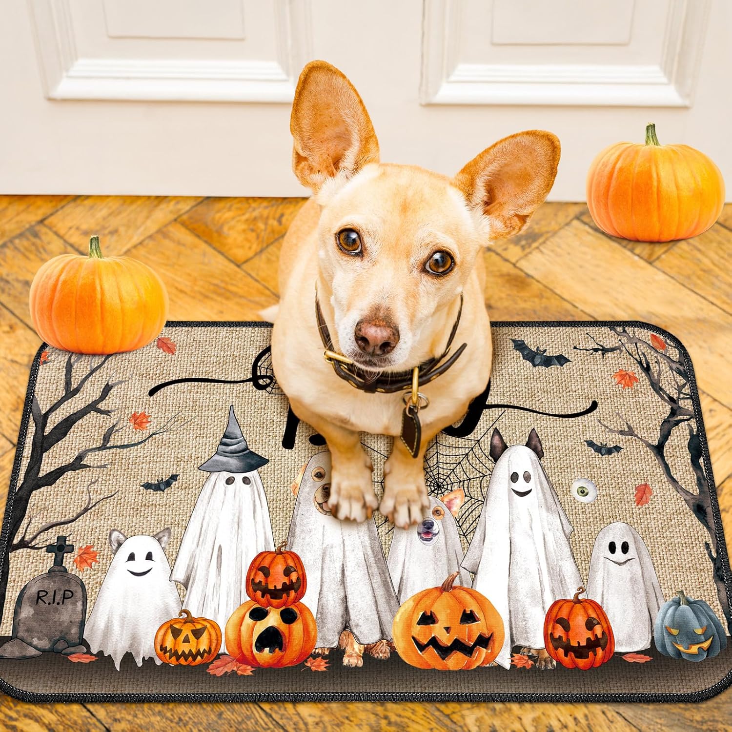 Ceenna Tapete de Halloween para puerta de Halloween, tapete espeluznante para puerta delantera, hogar, cocina, decoración interior y exterior, 15.7