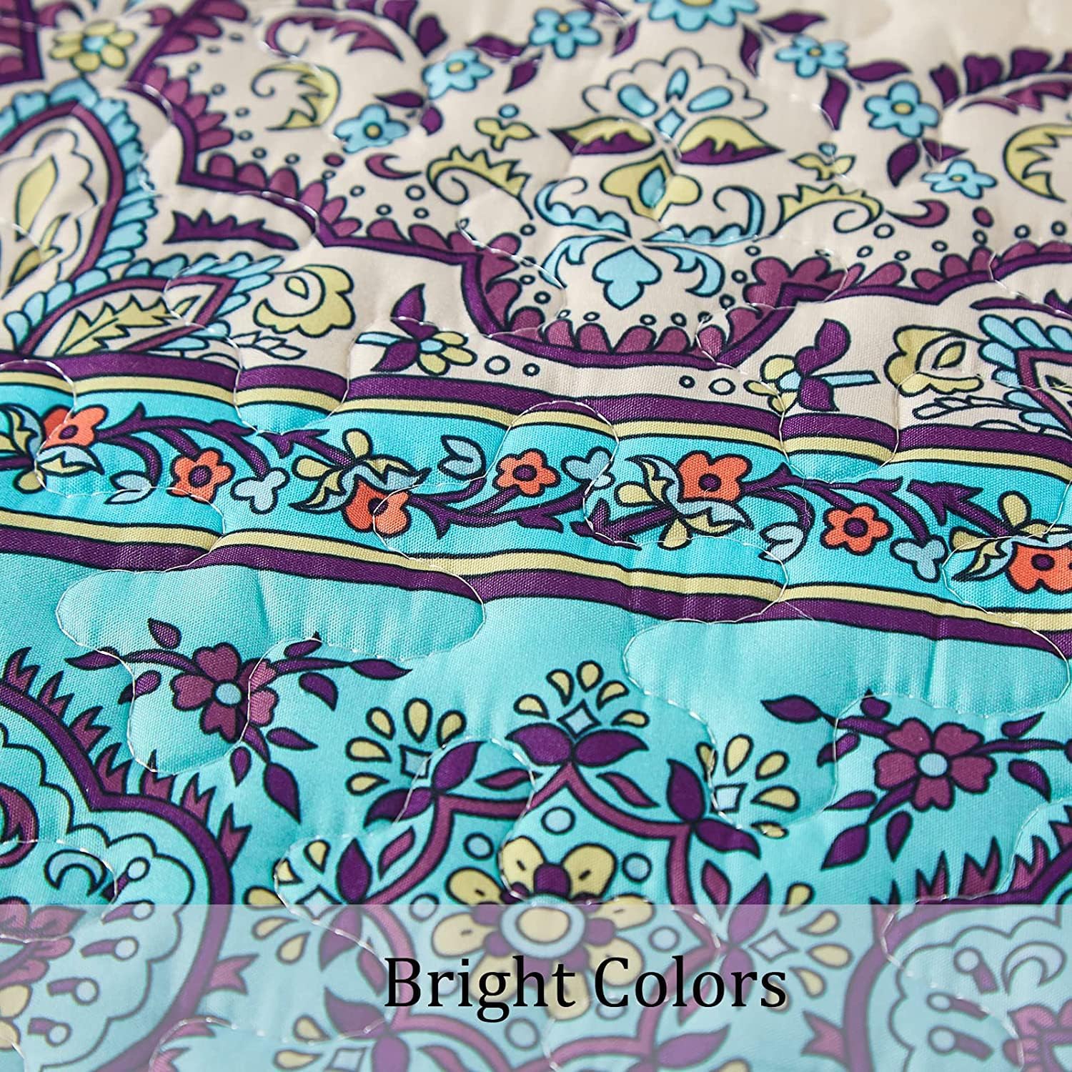 WONGS BEDDING Juego de edredón bohemio, edredón estampado de rayas bohemias azules y moradas, colcha de microfibra ligera para decoración de cama