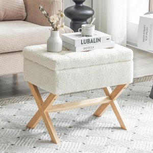 Furniliving Taburete de piel sintética, 15 pulgadas de largo x 20.5 pulgadas de ancho x 19 pulgadas de alto, otomana cuadrada con almacenamiento, Furniliving Taburete de piel sintética, 15 pulgadas de largo x 20.5 pulgadas de ancho x 19 pulgadas de alto, otomana cuadrada con almacenamiento,