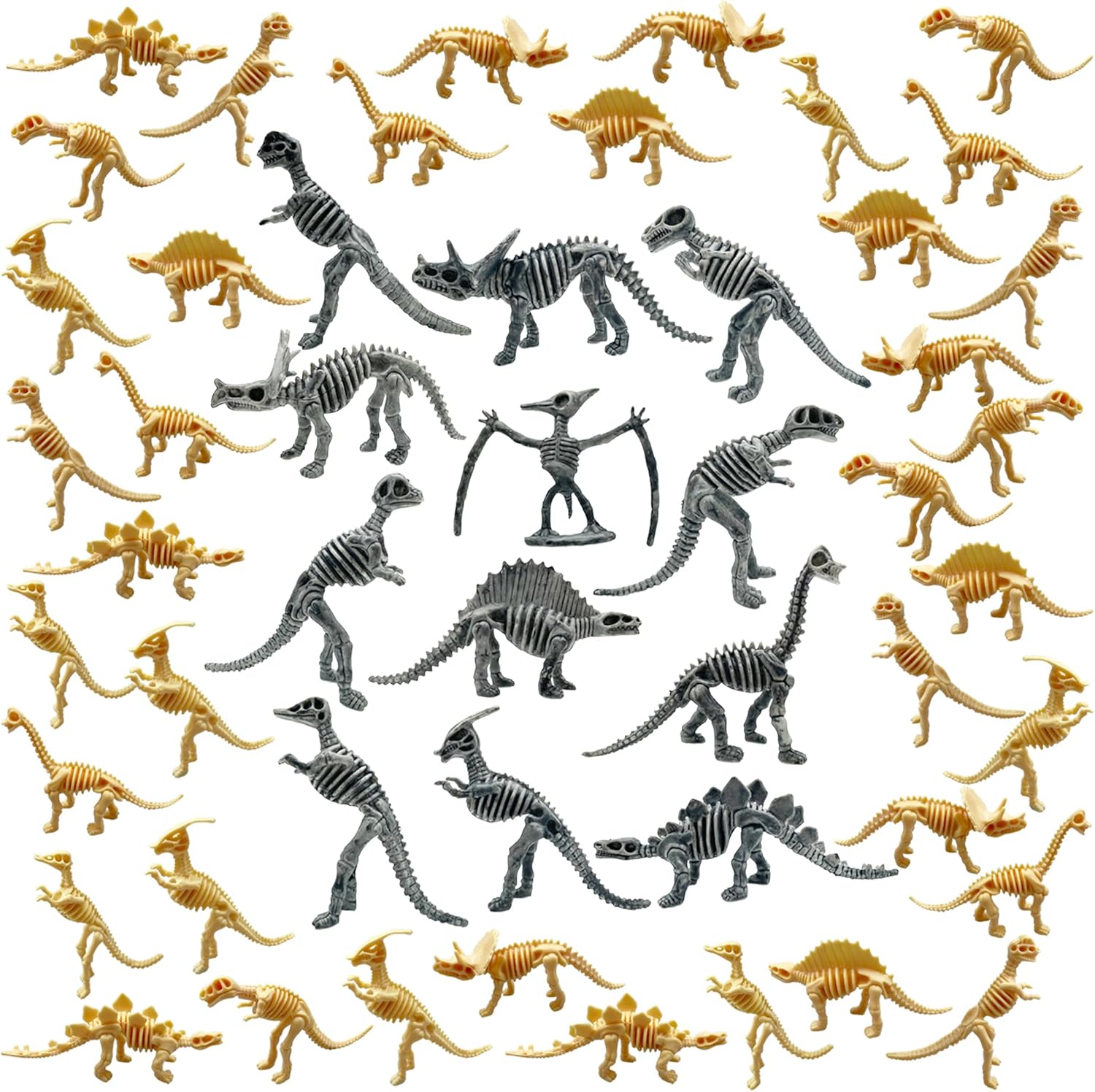 50 piezas de esqueletos de fósiles de dinosaurio, juguetes de esqueleto de dinosaurio, figuras surtidas, huesos de dinosaurio para decoración de