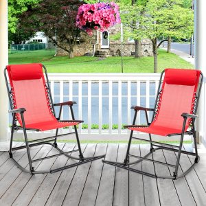 S AFSTAR Safstar – Juego de 2 mecedoras para patio, sillas mecedoras plegables con cómoda almohada y reposabrazos ergonómicos, reposapiés S AFSTAR Safstar – Juego de 2 mecedoras para patio, sillas mecedoras plegables con cómoda almohada y reposabrazos ergonómicos, reposapiés