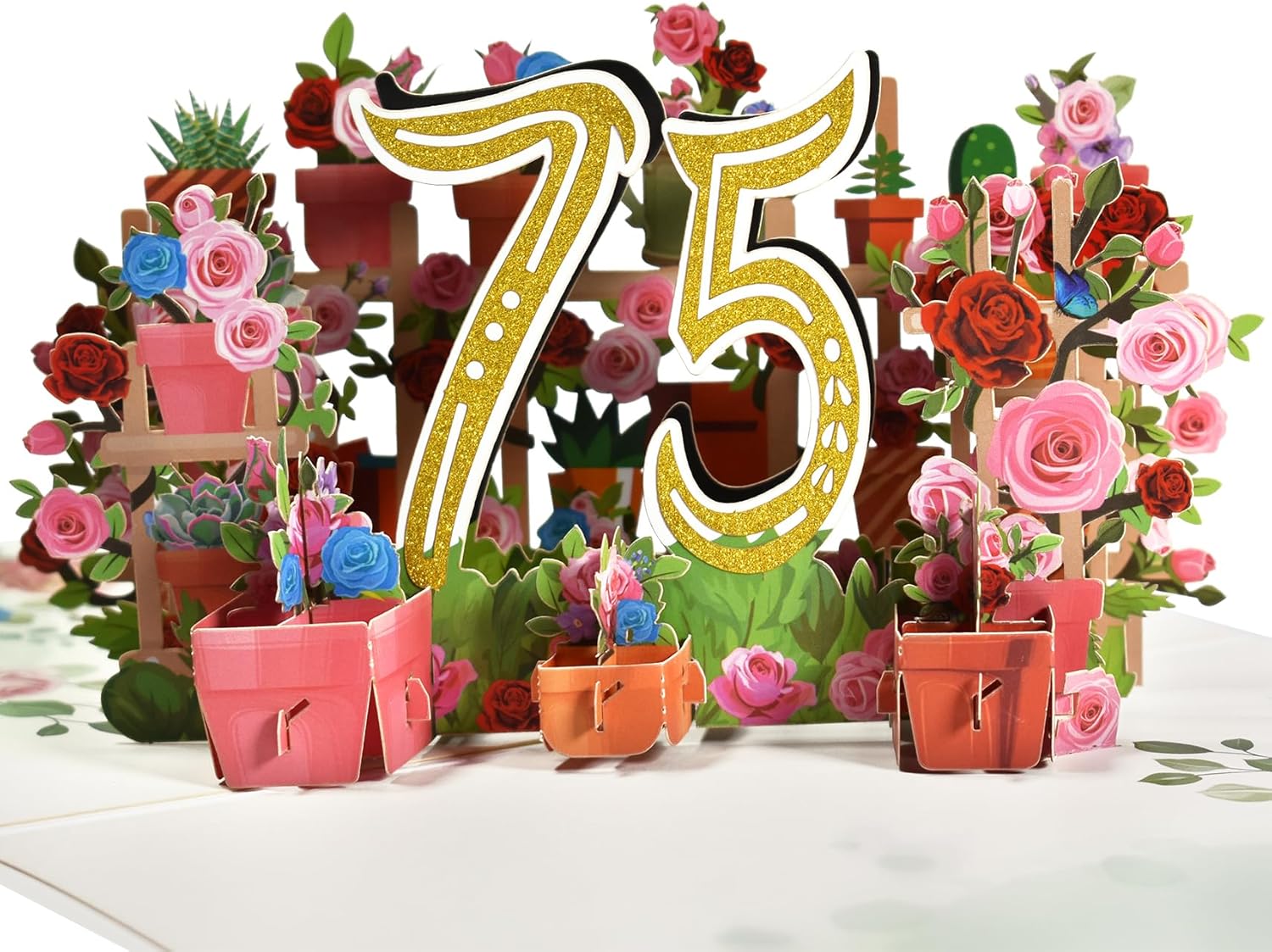 GREETING ART Tarjeta desplegable de 75 cumpleaños para mujeres y hombres, tarjeta de cumpleaños 75, decoraciones de cumpleaños 75, regalos de