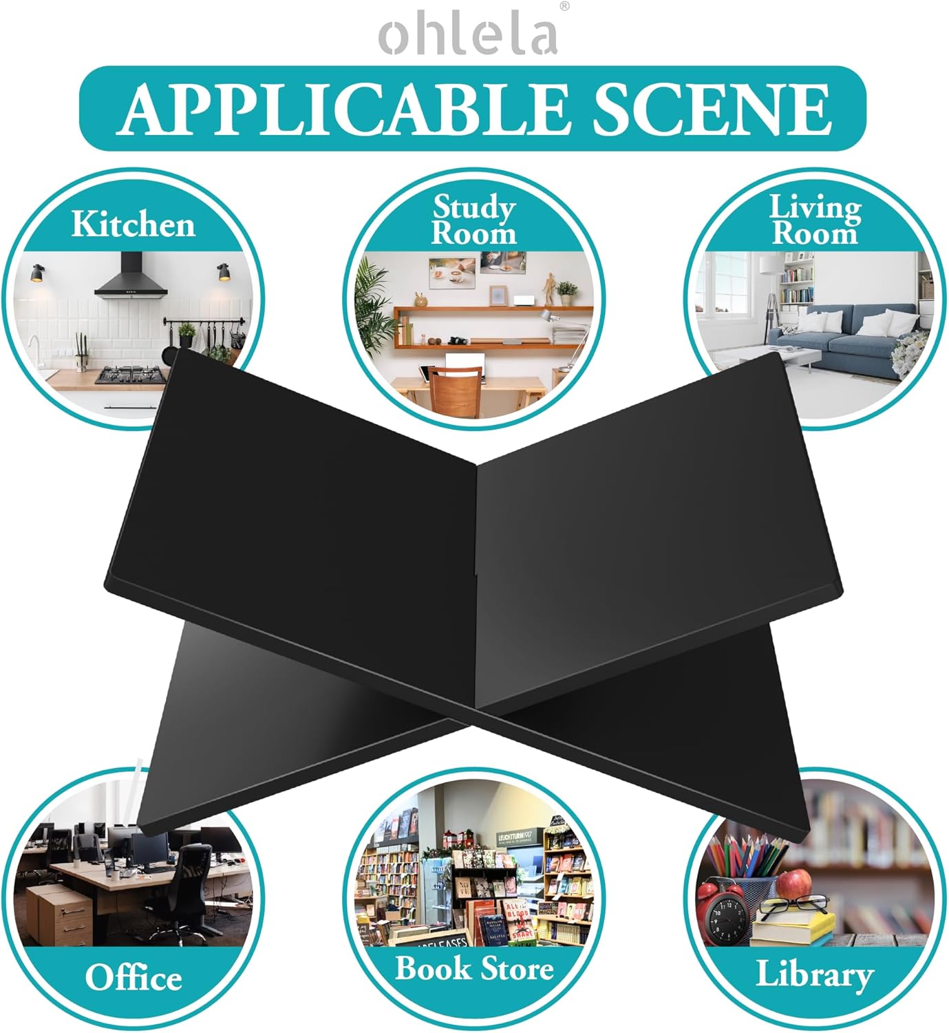 ohlela Soporte acrílico para libros, 10.6 x 7.1 x 5.1 pulgadas, color negro mate para exhibir como un elegante y resistente soporte acrílico para