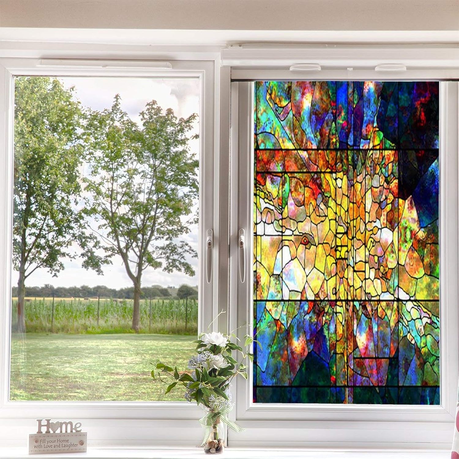 Película de privacidad para ventana, vitrales, adhesivos coloridos para ventana, película de privacidad de ventana con bloqueo de calor, película de