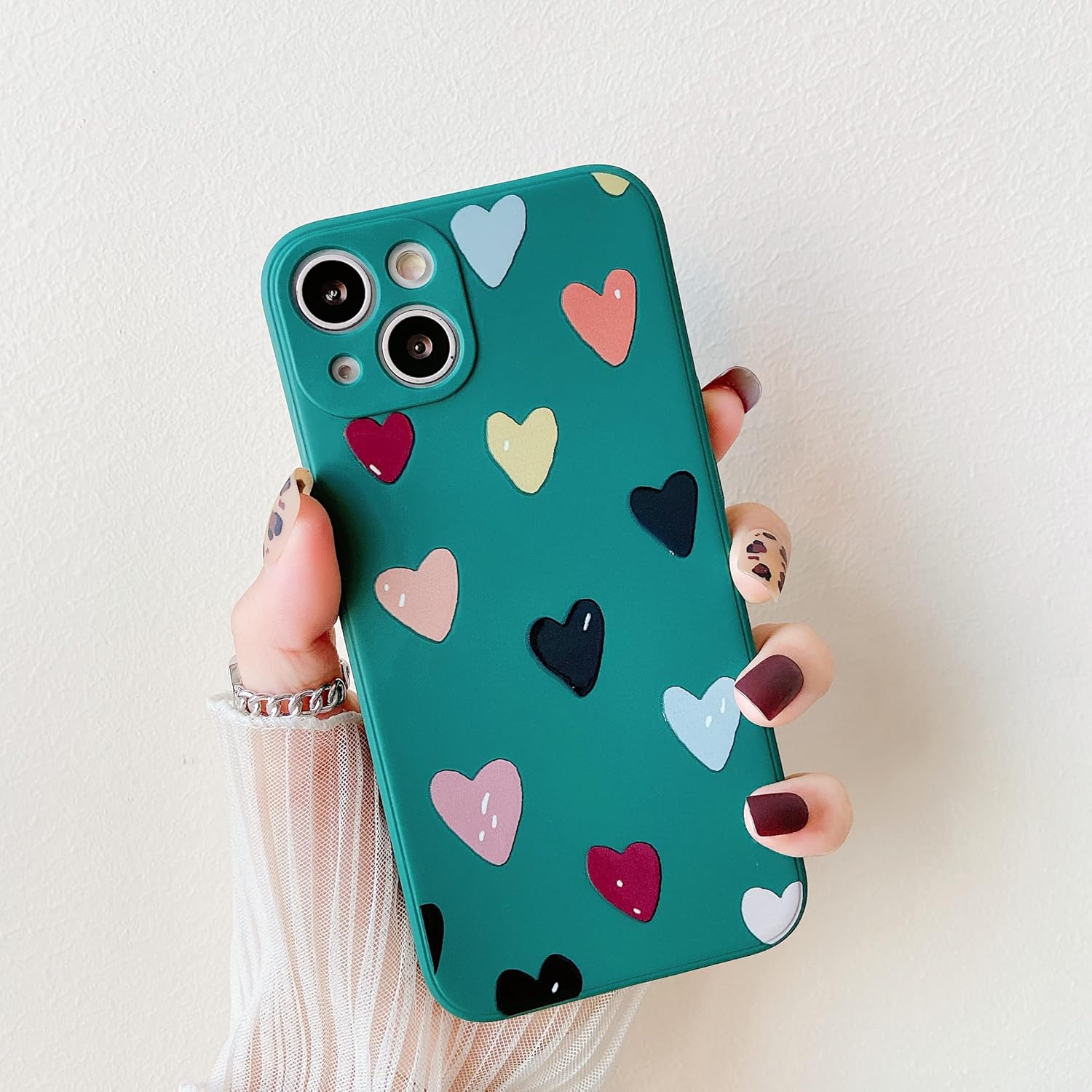 ZTOFERA Funda suave para iPhone 13 de 6.1 pulgadas, silicona a prueba de golpes, protección contra golpes, lindo patrón de corazones, para niñas y
