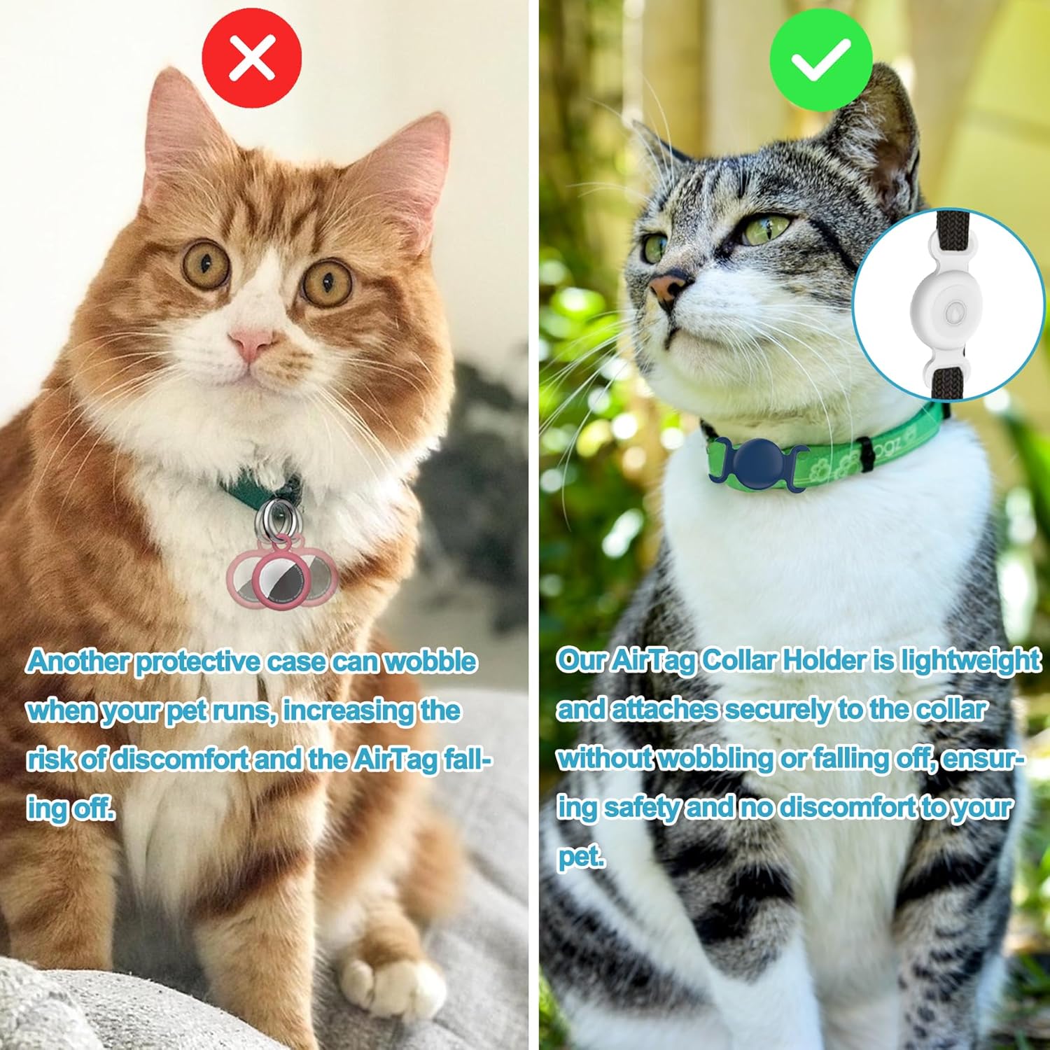 Paquete de 2 soportes impermeables IPX8 para collar de perro, funda de aire oculta para GPS, collar de cachorro, gatito y gato, funda de silicona