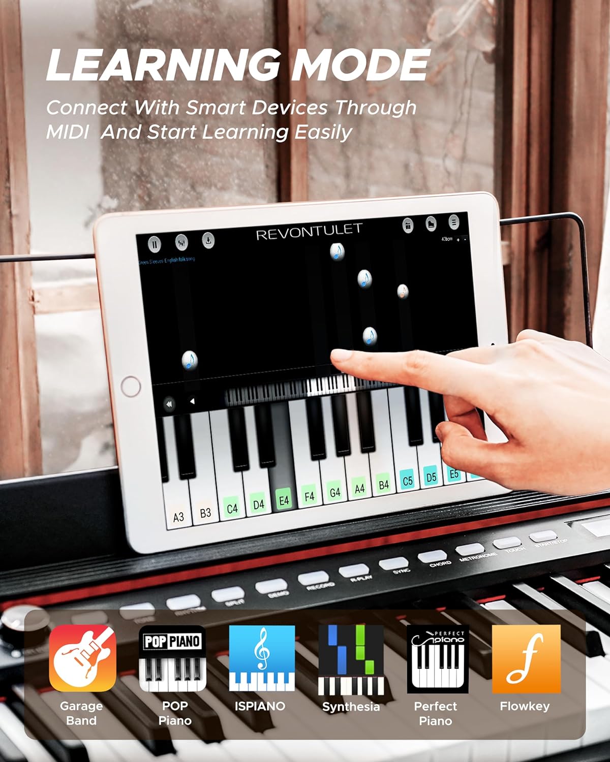 Starfavor Piano de teclado de 88 teclas, piano digital portátil compacto con 88 teclas semipesadas, juego de teclado eléctrico para principiantes