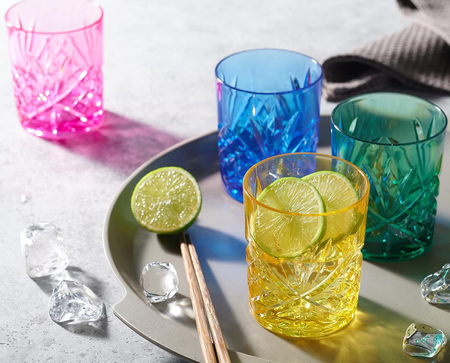 Godinger Vasos acrílicos para whisky, vasos para beber, vasos inastillables y reutilizables, colección Dublín, juego de 4
