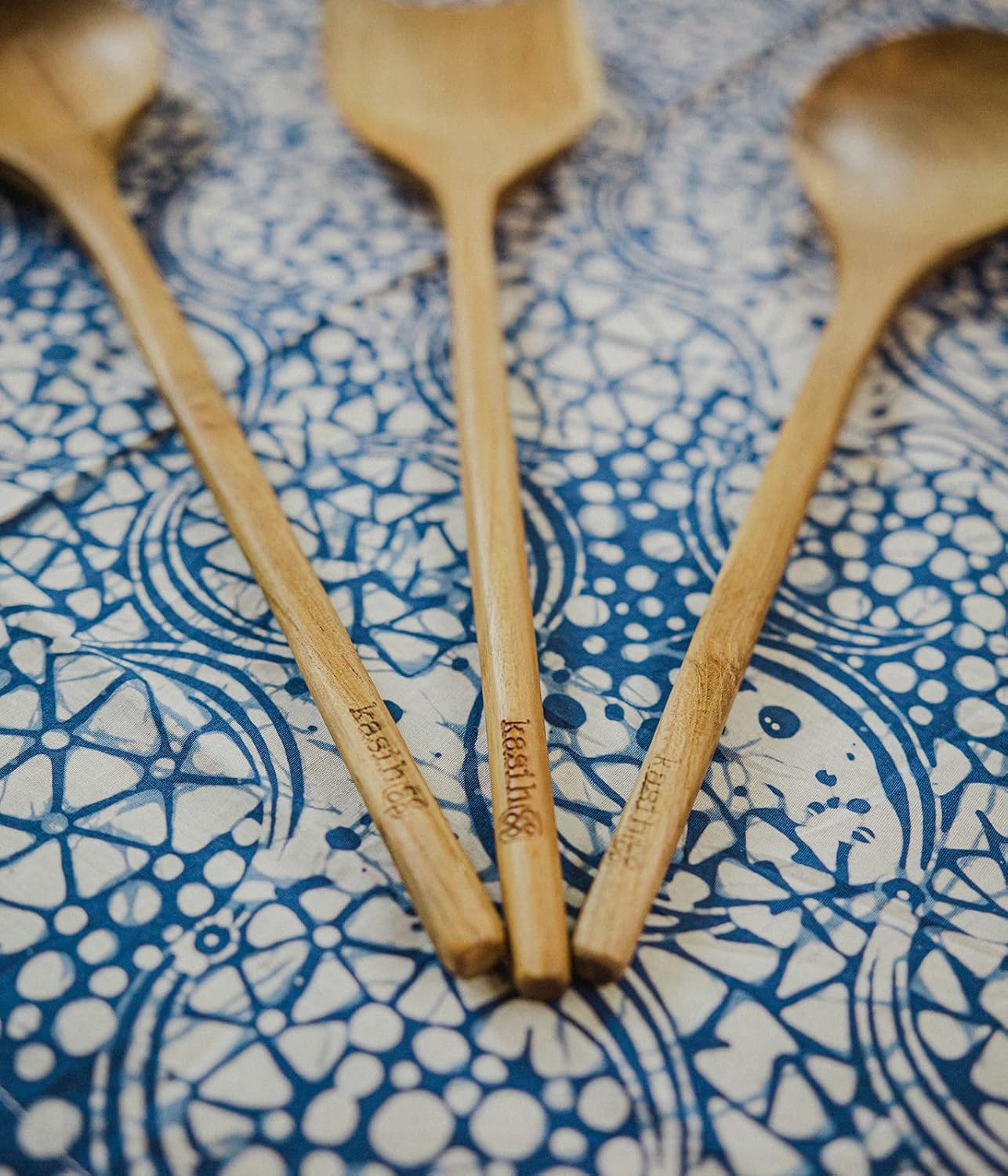 Juego de 3 utensilios de cocina de madera de teca de 14 pulgadas (dos cucharas y una espátula)