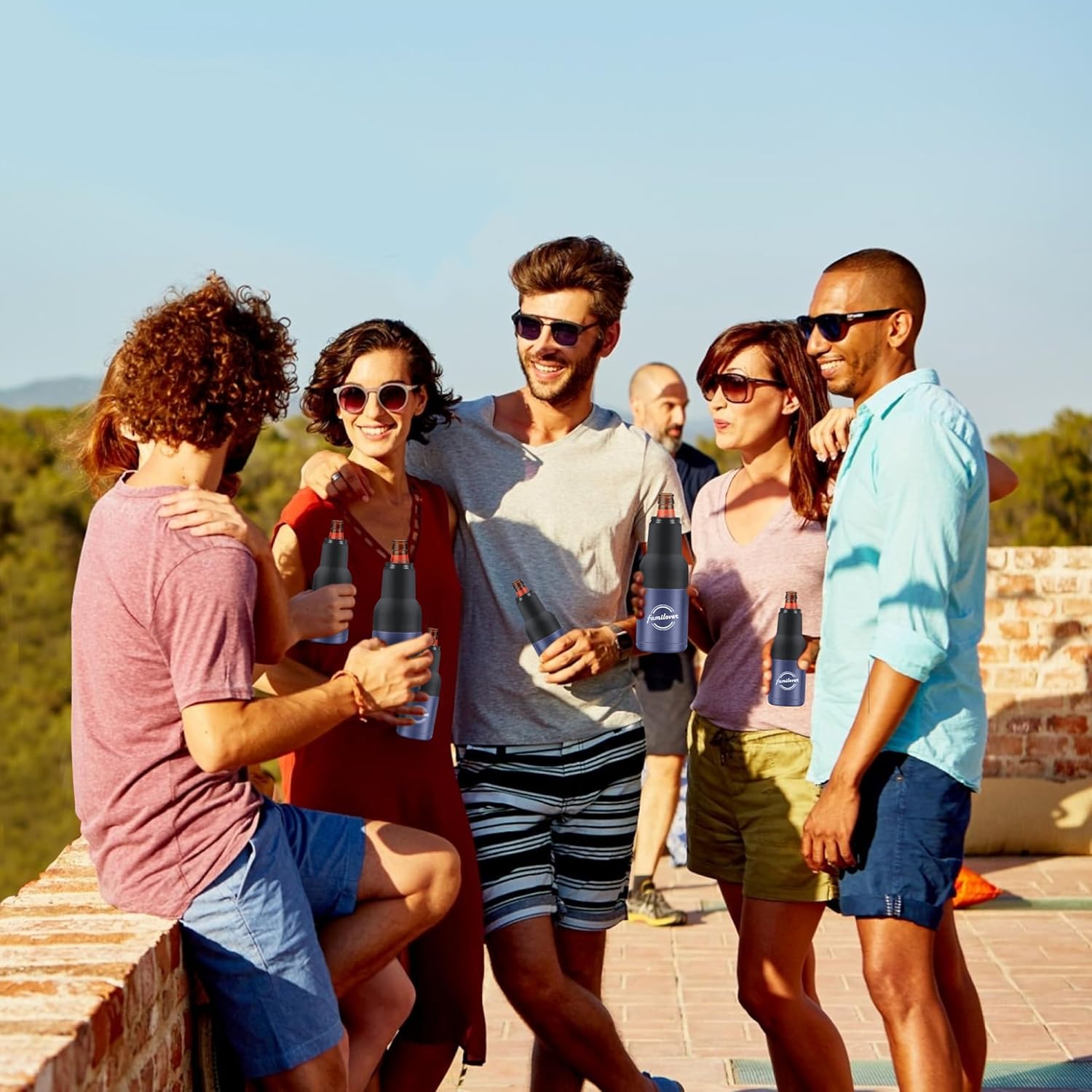 Abrelatas de botellas de cerveza acero inoxidable de doble pared aislado al vacío 4 en 1 con abridor de cerveza, se adapta a latas estándar de 12