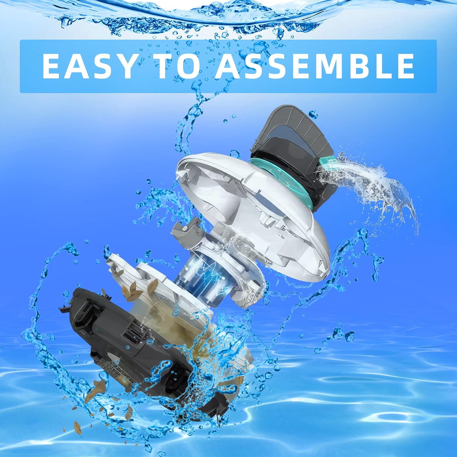 Yoyomax Limpiador robótico inalámbrico de piscina, estacionamiento automático con motores de doble unidad, ligero, IPX8 impermeable, perfecto para