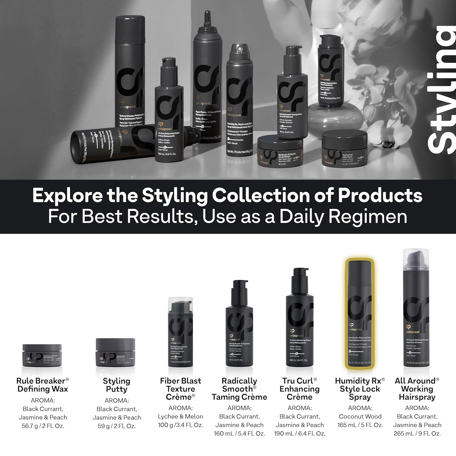 Colorproof Humidity Rx Style Lock Spray para el cabello, 5 onzas líquidas, laca para el cabello sin sulfato con aroma a madera de coco