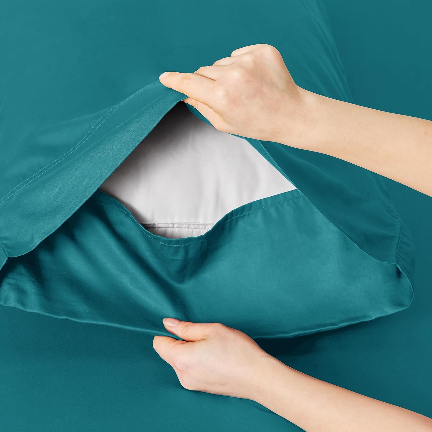 Bedsure Sábanas de tamaño matrimonial, sábanas refrescantes de tamaño matrimonial, rayón derivado del bambú, bolsillo profundo de hasta 16 pulgadas,