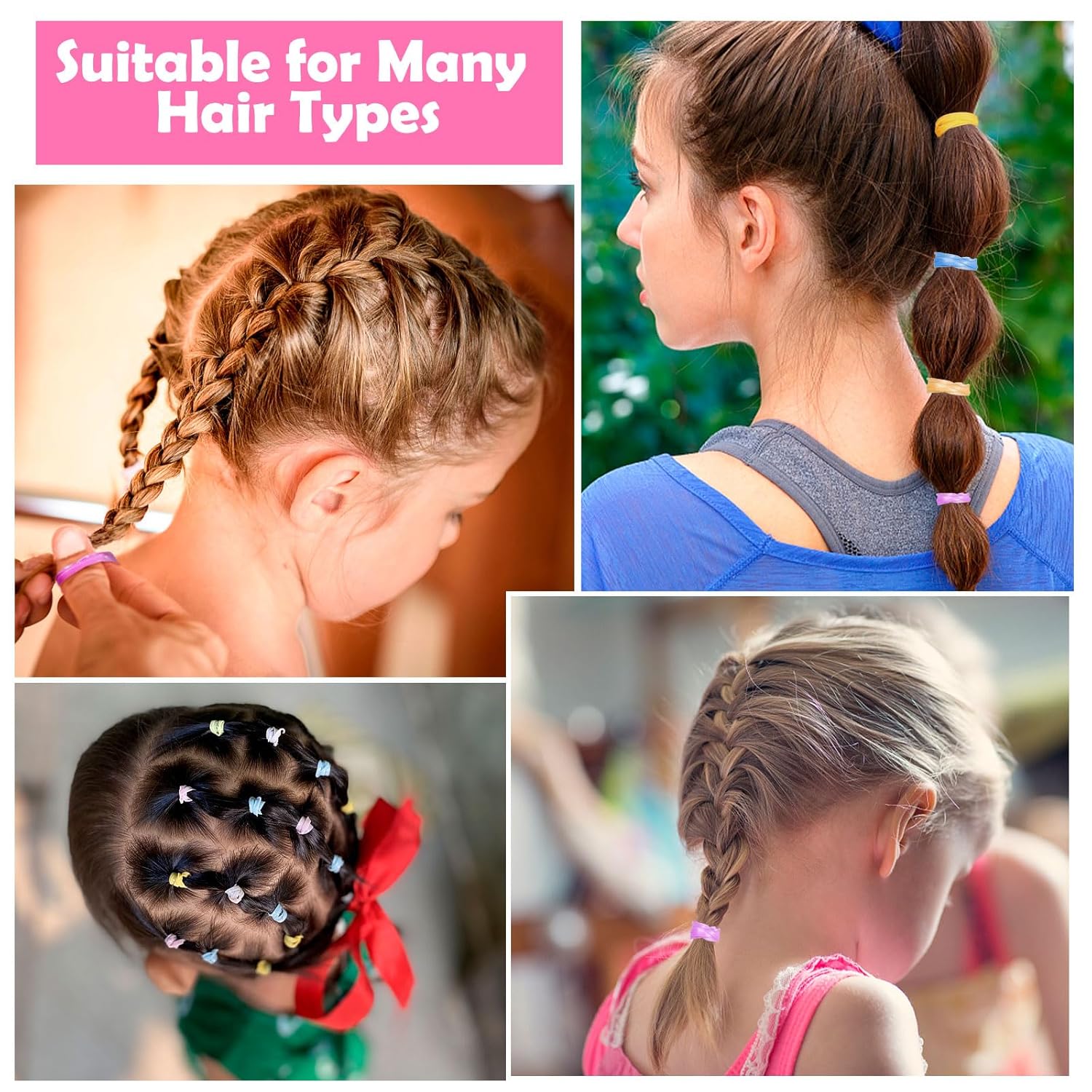 Bandas de goma coloridas para el cabello, 2000 unidades, bandas de goma de color para el cabello, pequeñas bandas elásticas para el cabello, mini