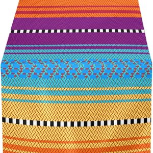 Camino de mesa triangular, manta mexicana de sarape, caminos de cena, camino de mesa reversible para el hogar, comedor, fiesta, 14 x 108 pulgadas de Camino de mesa triangular, manta mexicana de sarape, caminos de cena, camino de mesa reversible para el hogar, comedor, fiesta, 14 x 108 pulgadas de