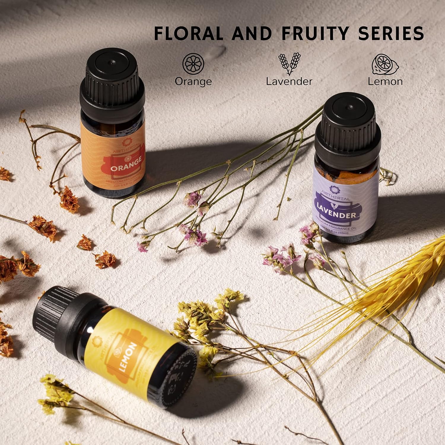 Airthereal Juego de regalo de aceites esenciales, colección floral y frutal, 100% natural puro, 6 aromas, botellas de 0.3 fl oz (0.3 fl oz),