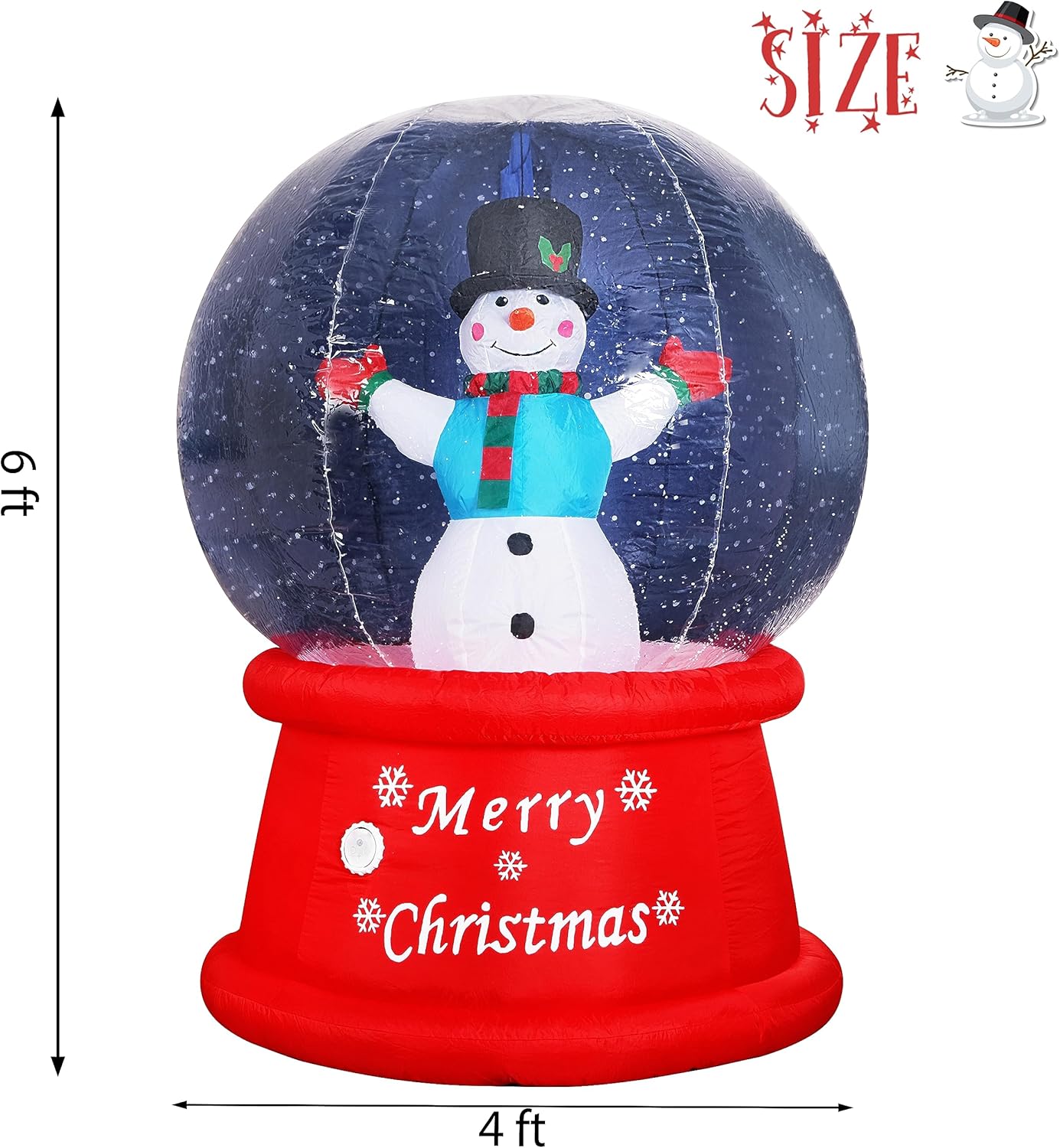 Beyond Your Thoughts Globo de nieve inflable de Navidad 2023 de 6 pies con muñeco de nieve de música, soplador de aire con luz LED brillante,