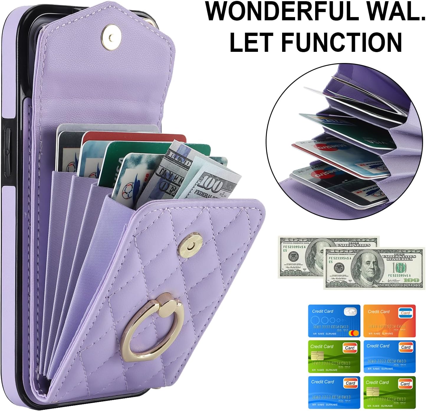 Asuwish Funda de teléfono para iPhone 13 de 6.1 pulgadas con protector de pantalla de vidrio templado, correa de muñeca, anillo de bloqueo RFID,