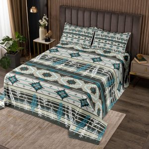 Erosebridal Juego de colcha de plumas de tribu étnica geométrica azteca, acolchado occidental, tamaño King, tribu africana, flecha, retro, vintage, Erosebridal Juego de colcha de plumas de tribu étnica geométrica azteca, acolchado occidental, tamaño King, tribu africana, flecha, retro, vintage,