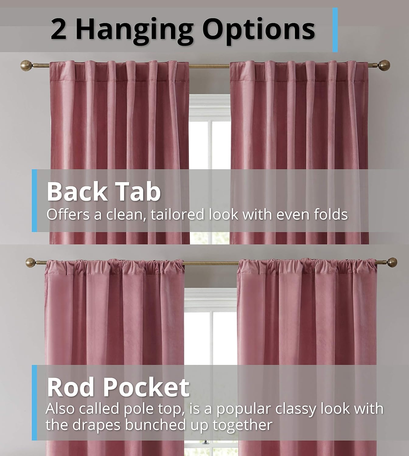 HLC.ME – Paños de cortina decorativos Lopez de primer nivel, suaves, traslúcidos con agujero para barra tratamiento de ventanas para dormitorio y