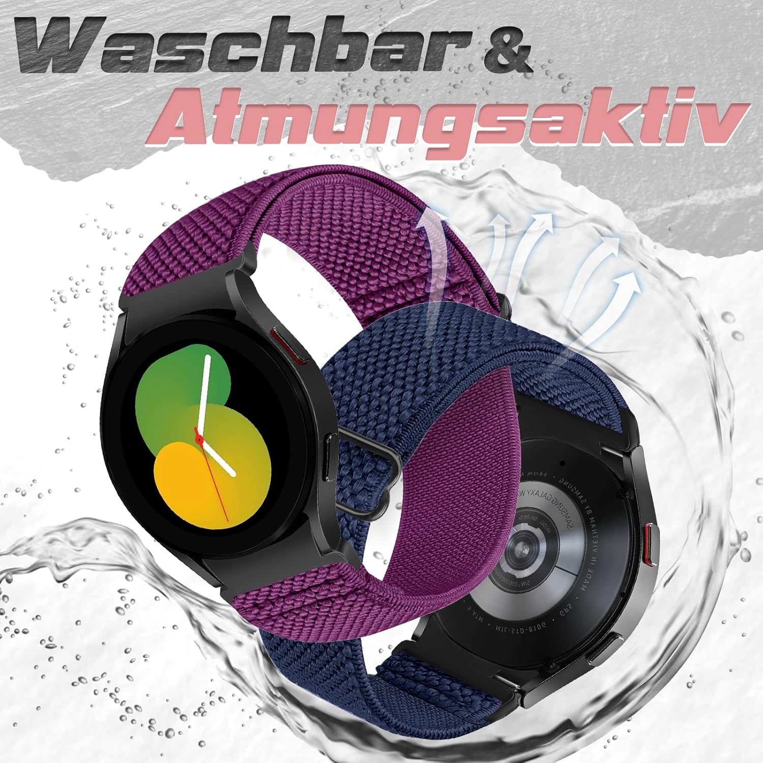Correas elásticas de reloj compatibles con Samsung Galaxy Watch 654 de 1.575 pulgadas, 1.732 pulgadas, Galaxy Watch 6 Classic de 1.732 pulgadas,