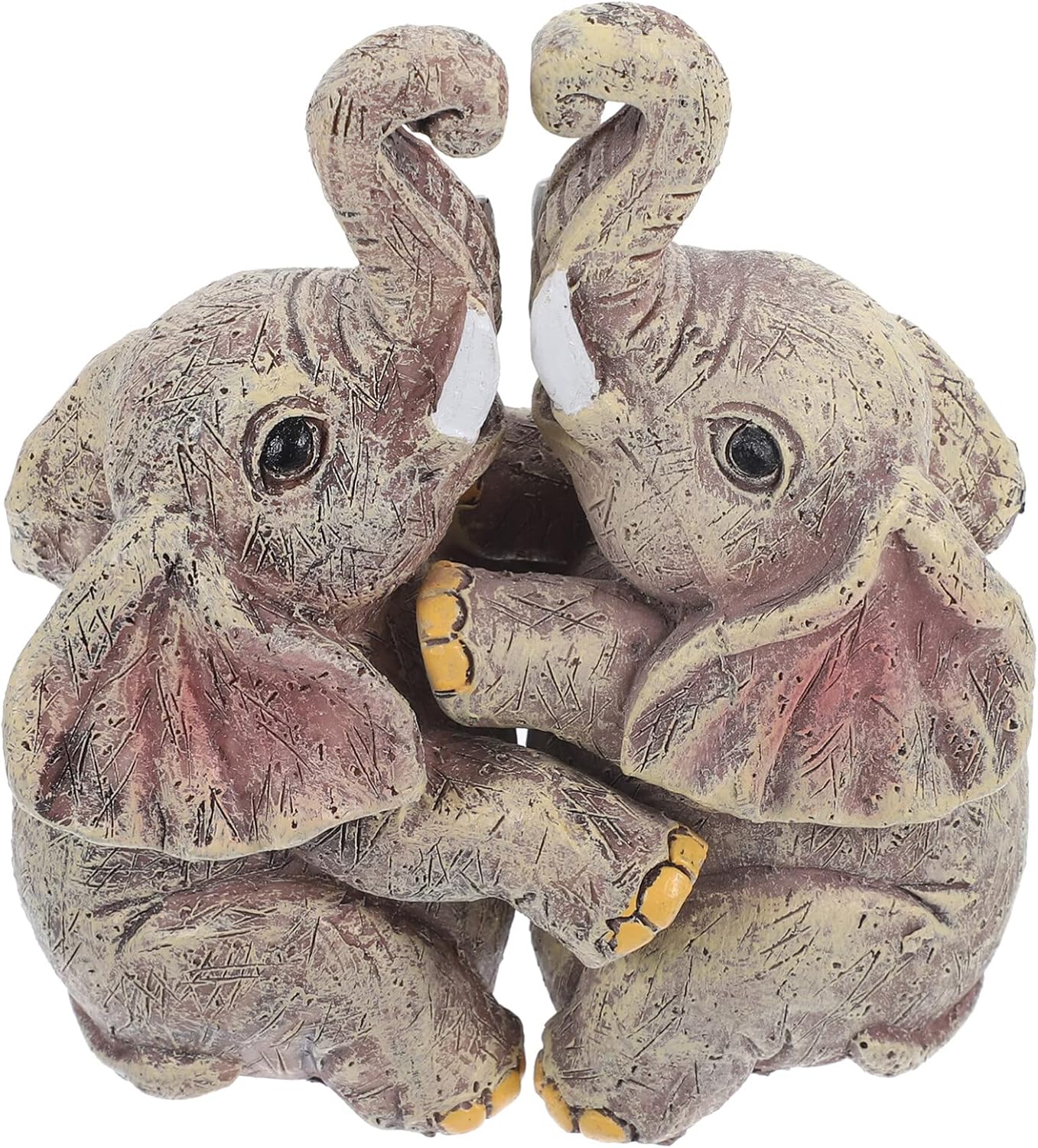 VOSAREA Estatua de elefante para pareja, 2 piezas, estatua de elefante de resina, escultura de animales, estatua de abrazos, escultura africana,