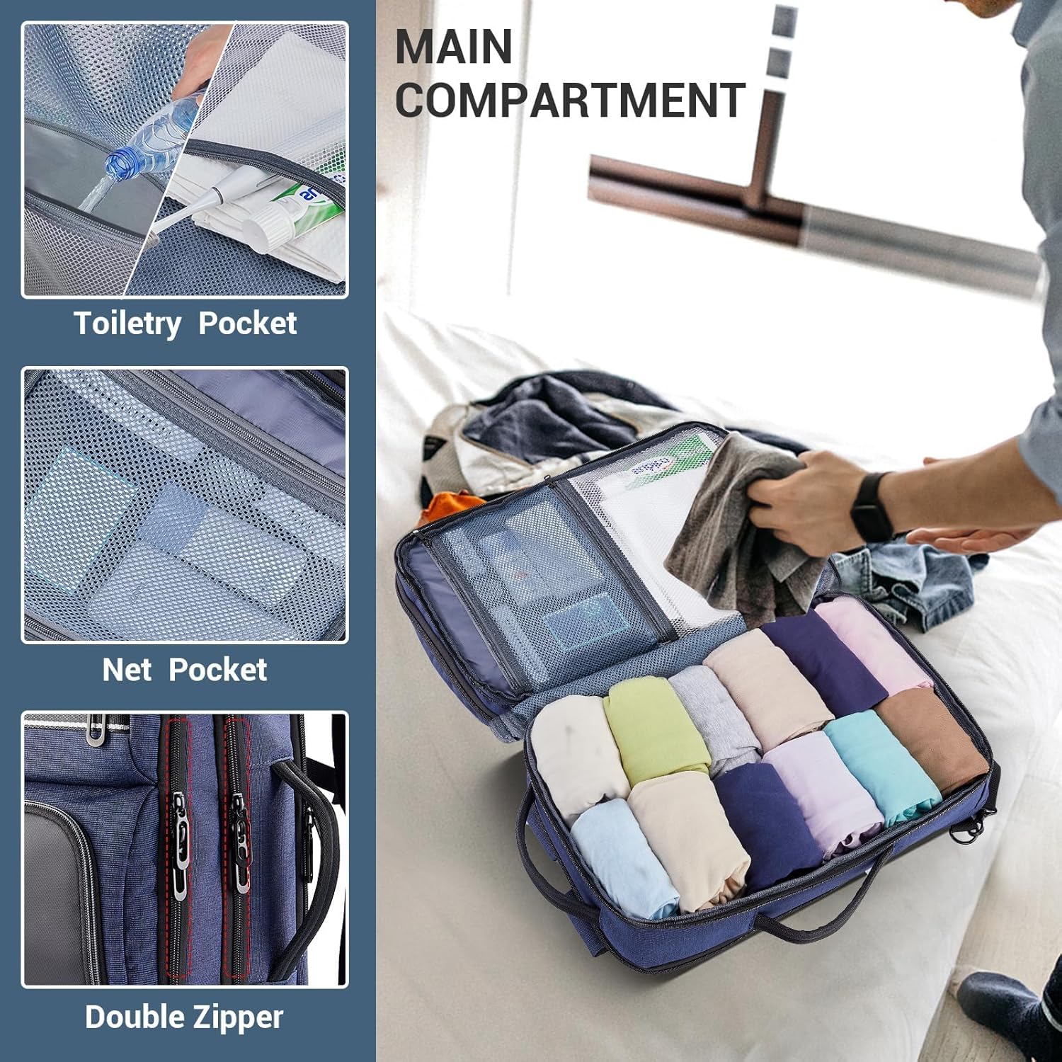 VPBAGE Mochila para laptop para hombre, mochila de viaje de negocios, se adapta a computadoras de 17.3 pulgadas, resistente al agua y antirrobo,
