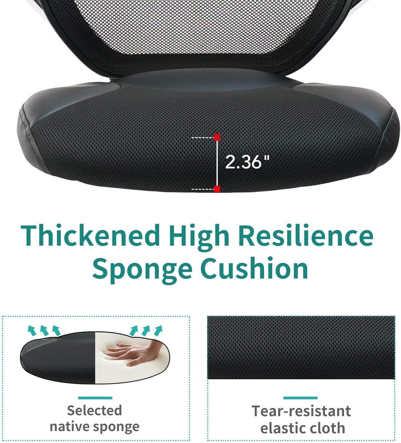 CLATINA Silla de oficina con respaldo medio, silla de trabajo de malla con soporte lumbar y reposabrazos de malla, silla de escritorio para