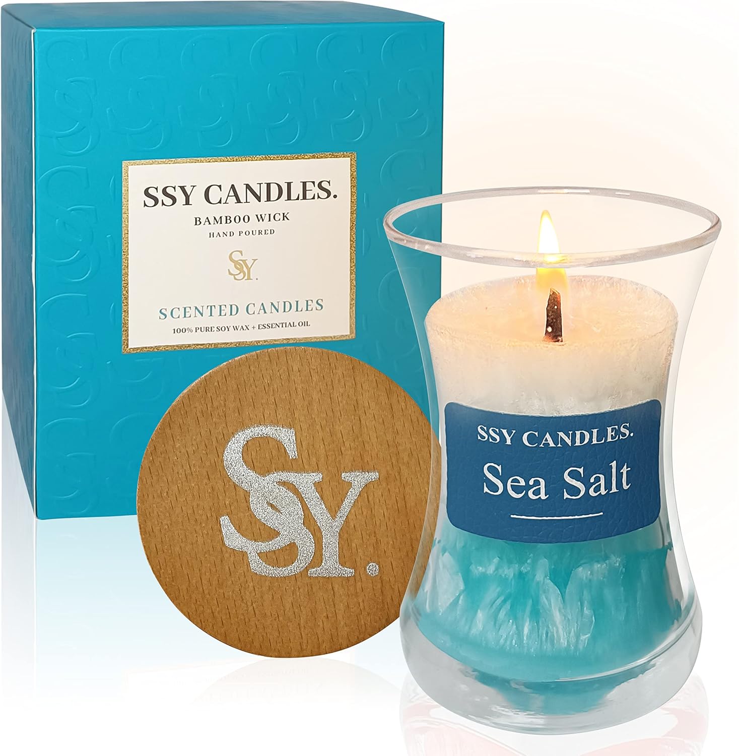 Velas de aromaterapia con aroma a sal marina para el hogar, vela de cera de soja natural y aceites esenciales, velas en tarro escente, regalos para