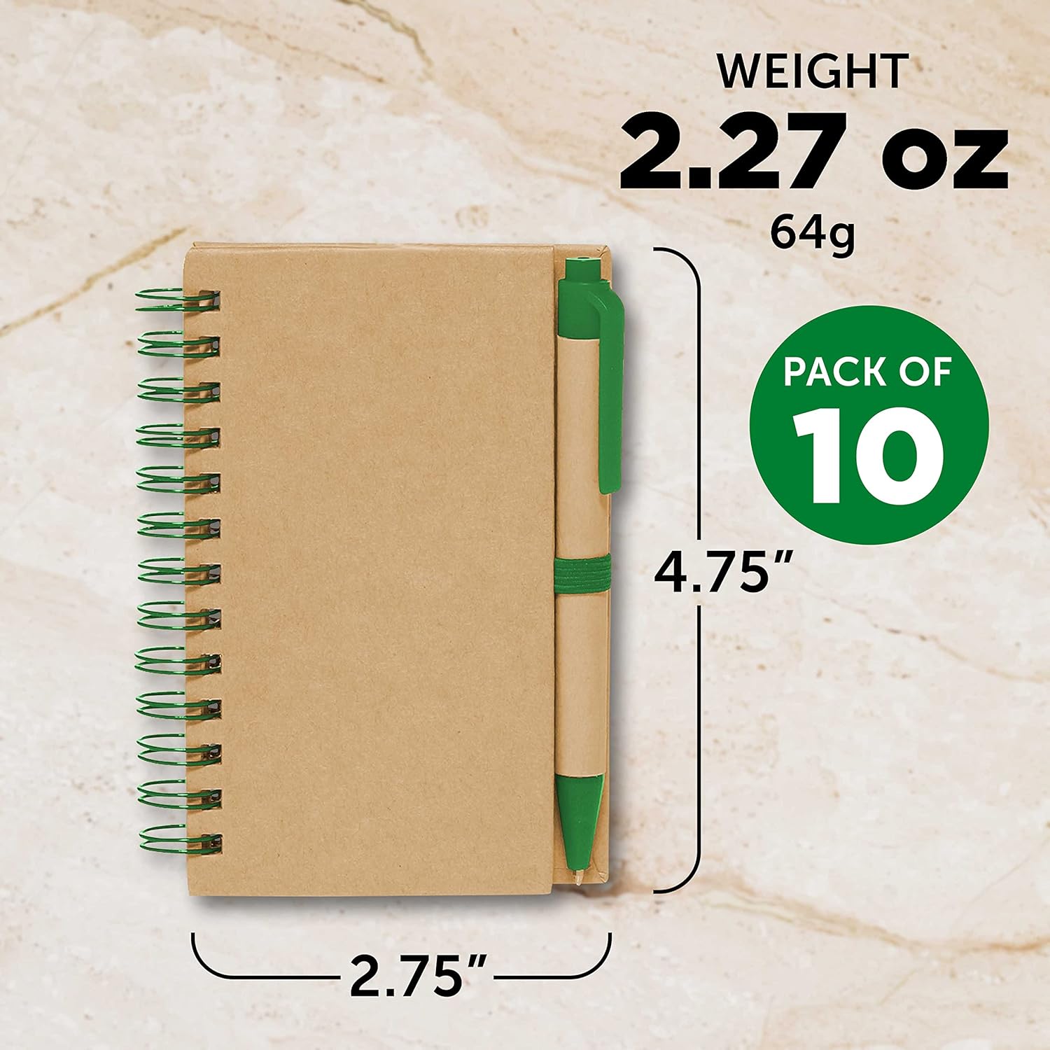 Mini cuadernos en espiral con bolígrafos de tinta negra, juego de 10, paquete a granel, perfecto para la escuela, oficina, negocios, hogar, color