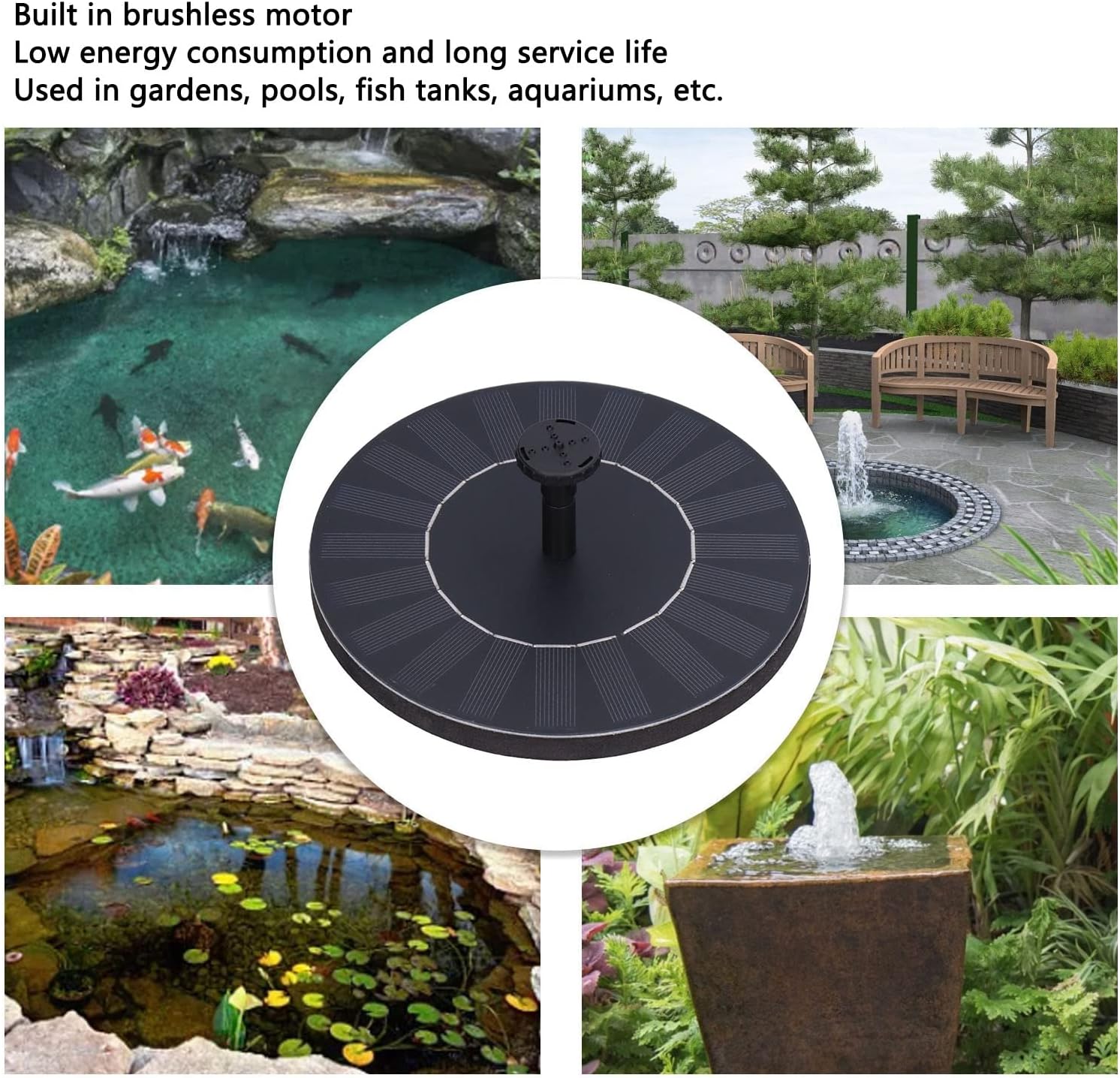 Bomba solar para fuente de baño para pájaros, fuente solar de 2.5 W con 5 boquillas, bomba de fuente de agua flotante de pie libre para jardín,